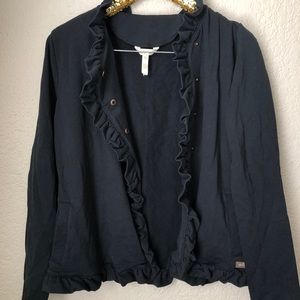 matilda jane black ruffle button up cardigan